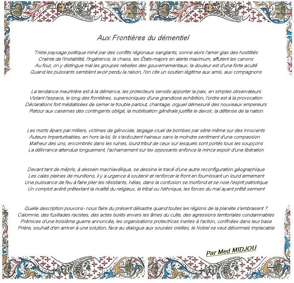 Aux Frontières du démentiel